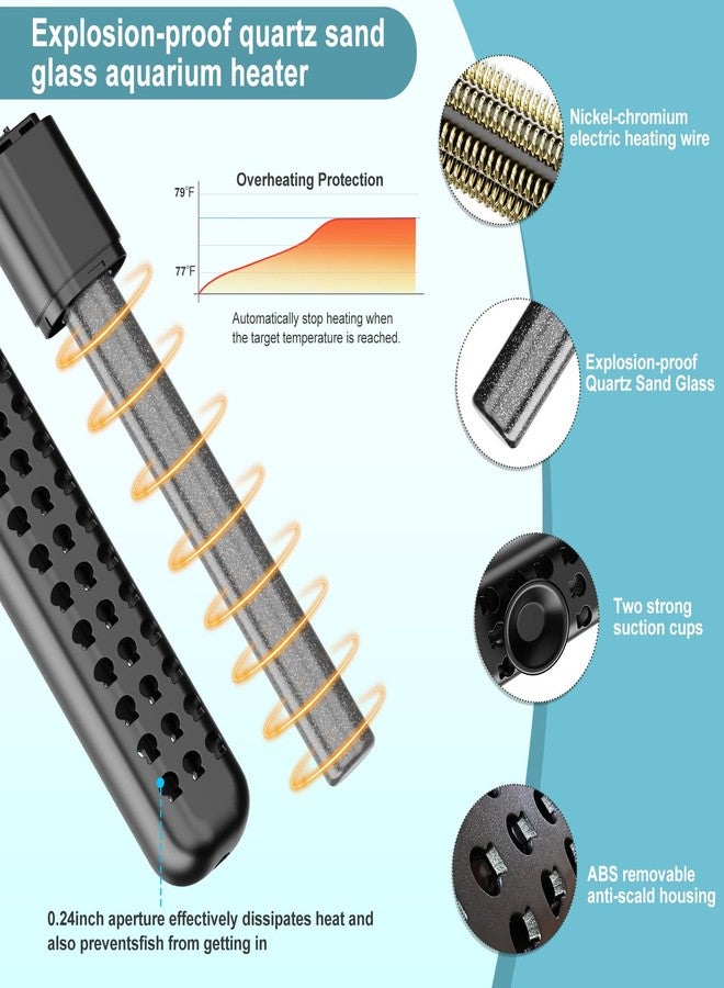 سخان غاطس لأحواض السمك بقدرات 100/200/300/500 واط، مزود بحماية من الحرارة الزائدة، وسخان لأحواض السلاحف مع خاصية الإيقاف التلقائي عند مغادرة الماء المالح أو العذب. - Image 5